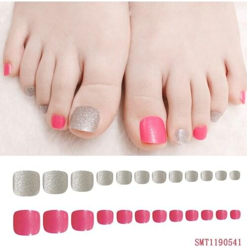 2019 24Pcs/Set Fake Toe Nails Tips Matte Square Type Toe Nail Tips Summer Decor