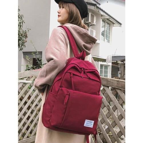 Classic waterproof nylon women backpack Large capacity multiple zip pocket Backpacks Travel bag Teenage Girls Schoolbag