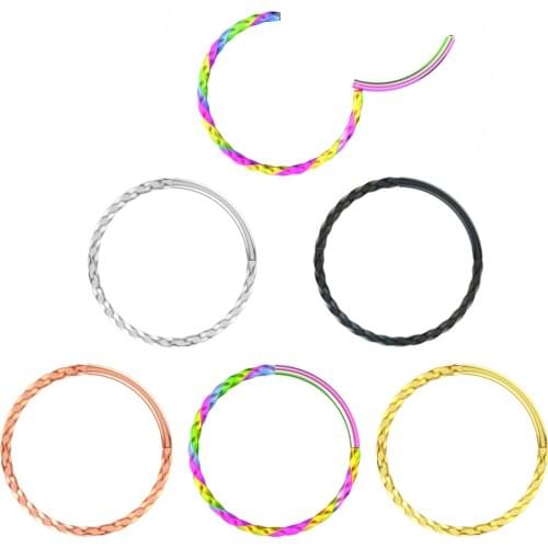16G Twist Nose Hoop Ring 8/10mm Septum Conch Helix Piercing Tragus Nose Studs Ear Cartiliage Women Body Piercings Jewelry 1pc