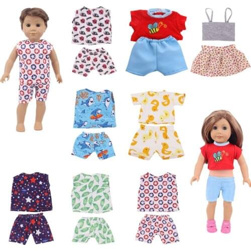 Doll Clothes Short Sleeve & Shorts Suits For 18 Inch &New Born Baby Generation Birthday Girls Toy Gifts