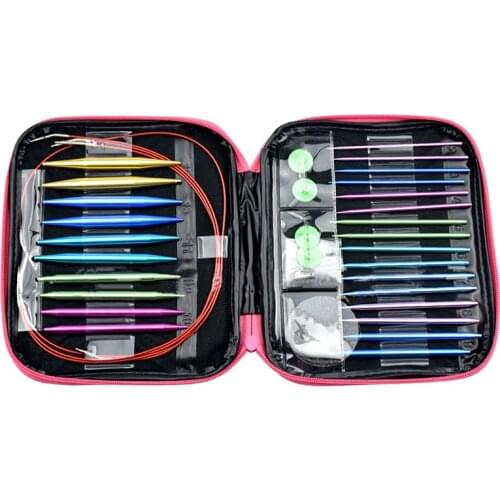 Crochet Hook Set Aluminum Circular Needle Detachable Multi-color Knitting Needle Positioning Buttons Wires DIY Yarn Sewing Tools