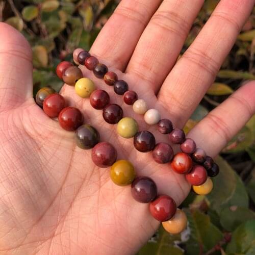 Natural Mookaite Bracelet Round Bead Crystal Quartz Healing Stone Women Men Jewelry Gift