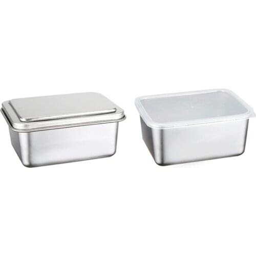 Stainless Steel Fresh-Keeping Box Storage Box with Lid Food Storage Box Cooking Ingredient Packaging Box