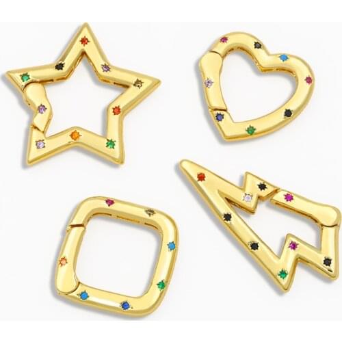 OCESRIO Rainbow DIY Pendant Carabiner Lighting Screw Zircon Clasps Decoration Oval Necklace Jewelry Making Supplies cspa056