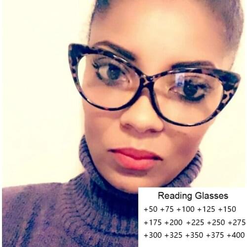 Leopard Reading Glasses Vintgae Retro Cat Eye Glasses Frame Clear Lens Points +1 +1.5 +2 +2.5 +3 +3.5 Spectacle Frame Glasses