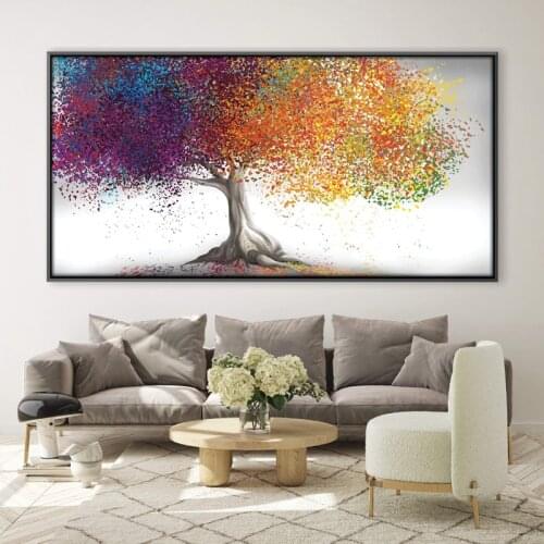 Blue Color Yellow Fortune Tree Family Prints And Posters Wall Art Canvas Paiting Wall Pictures For Living Room Home Décor