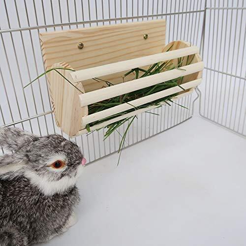 Rabbit Wooden Hay Rack Multi-Functional Manger Grass Holder for Small Pets Bunny Chinchilla Guinea Pigs