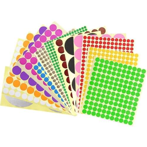 Blank Round Dot Stickers Sheet Self Adhesive Paper Label DIY Tags 6mm 8mm 10mm 13mm 16mm Pink Red Gold Black White Yellow