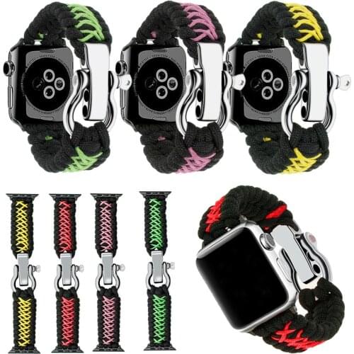 Rope Watch Band for Apple Watch 44mm 42mm 40mm 38mm Iwatch Series 6 5 4 3 SE Adjustable Buckle Nylon Braided Strap Watchband