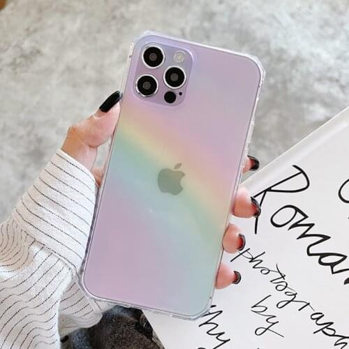 Cartoon Cute Rainbow Transparent Phone Case For iphone 12 mini 11 Pro Max 7 8 Plus X XR XS SE 2020 Gradient Soft Silicone Cover
