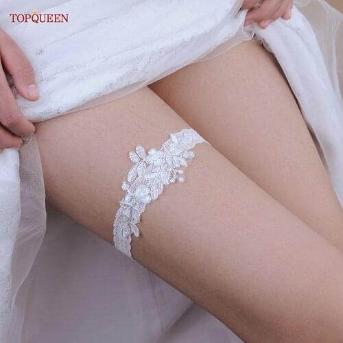TOPQUEEN Wedding Garters Lace Embroidery Floral Sexy Garters for Women/Bride Thigh Ring Bridal Princess Leg Garter TH06