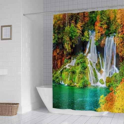 Landscape And Waterfall Printing Thickened Shower Curtain, Waterproof And Mildew Proof Sanitary Partition Shower Curtain
