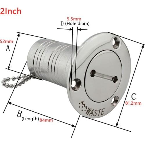High Quality 2 Inch 50mm Stainless Steel Key Cap Deck Filler Fuel Water Waste Diesel Gas Key for Boat Hardware with keys cap 2