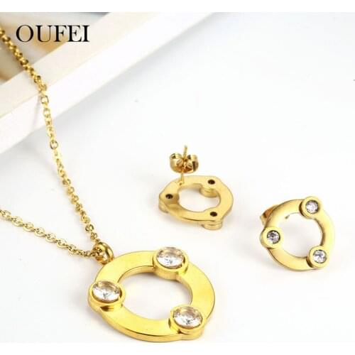 OUFEI Stainless Steel Jewelry Woman Vogue 2019 Necklace Earrings Set For Lovers Gifts For Women Jewelry Accessories Bohemian