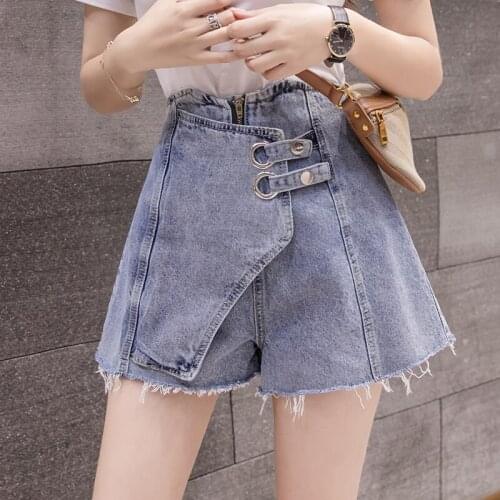 2021 summer irregular women short jeans high waist denim shorts womens fashion short trousers