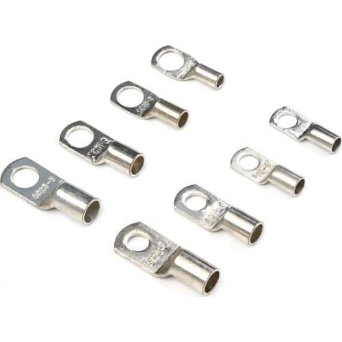 10pcs SC6/10/16-6/8 Tinned Copper SC Bare Terminals Lug Ring Seal Wire Connectors Bare Wire Cable Soldered Terminals