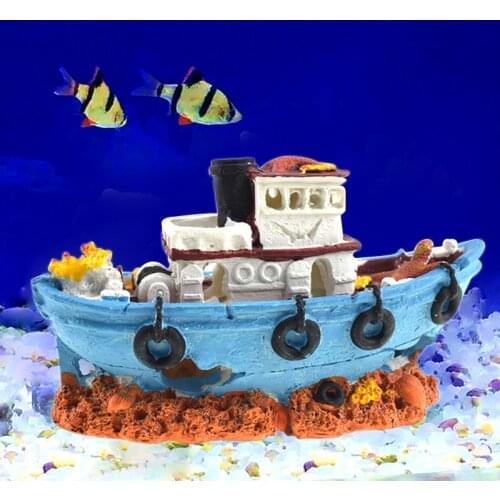 17*7*10.5cm Resin Ship Aquarium Decoration Landscaping Ornament For Fish Tank Boat Pet Aquarium Accessories