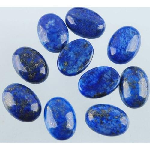 20Pcs 10x14mm Lapis Lazuli Natural Stone Cabochon Oval Beads Patch Accessories for Handicrafts DIY Earrings Rings Making QU3048