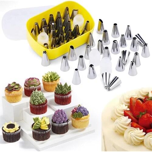 27Pcs Kitchen Baking Cream Wreath Mouth Set Stainless Steel Pastry Nozzle Set Cake Macaron Decoration Kitchen Baking Supplies