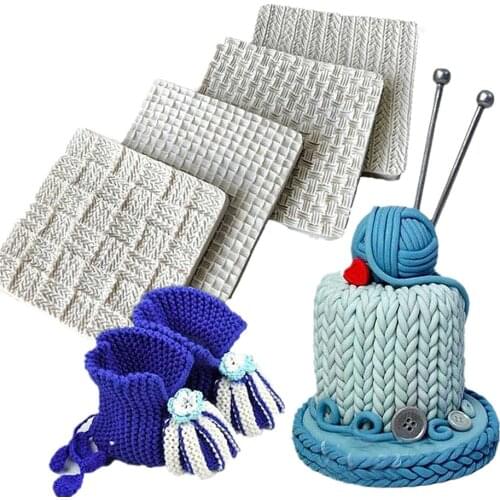 4 pcs/set Sweater Knitting Texture Silicone Cake Mold Cupcake Modeling Decoration Tools for Baking Candy Mold Tools