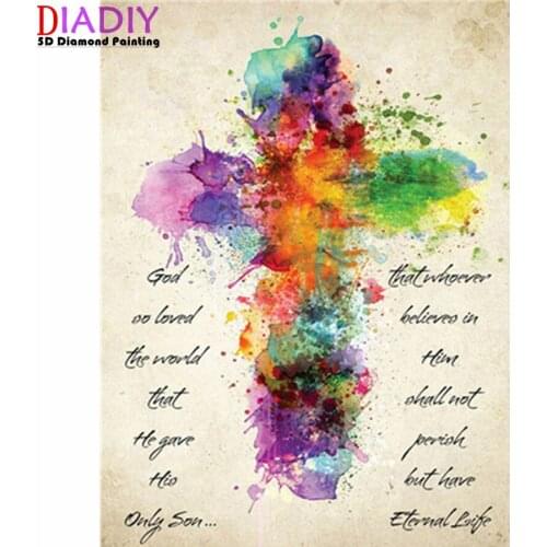 5D Diy Diamond Painting Religious Cross Landscape Diamond Embroidery Jesus Christian Religiou Icons Diamond Mosaic Cross Stitch