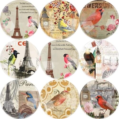 7style10~25mm 12~50pieces Cute Bird Flatback Cameo Cabochon Domed Accessory Glass Cabochon DIY Handmade Glass JewelryAccessories