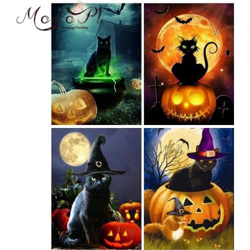 Halloween,Pumpkin,Diamond painting,Full Drills,Cat,Diamond Embroidery,Round/Square,Needlework,Mosaic,Christmas Gift,Home Decor