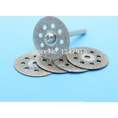 Free shipping 5pcs 22mm Mini Diamond Cutting Discs Rotary Tools +1pcs Rod