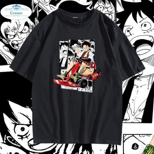 COSSUN Hot Anime Monkey D Luffy Printed Cotton Soft Wearing Fashion T-shirt Harajuku Unisex Tees