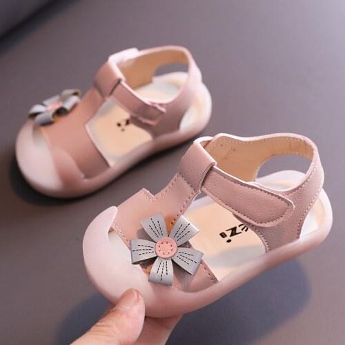 Children Sandals for Toddlers Girls Princess Sweet Floral Kids Beach Sandals T-tied Anti-kick Closed-toes Fashion Flowers Rubber