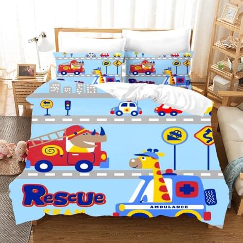 Cartoon Cars Kid Bedding Set Fantasy Fashion 3D Print Comforter Luxury Queen King Single Size Duvet Cover Set Home Textile Decor