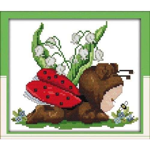 A baby ladybug cross stitch kit cartoon 11ct count canvas stitches embroidery DIY handmade needlework plus