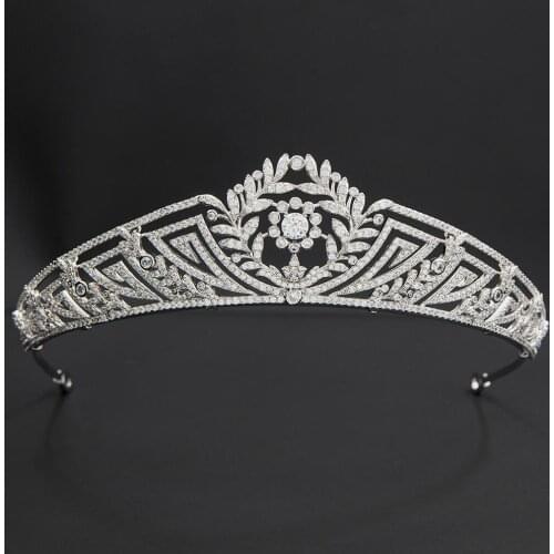 Vintage Zirconia Royal Replica Tiara for Wedding,Crystal Princess Tiaras Crown for Bride Hair Jewelry CH10360