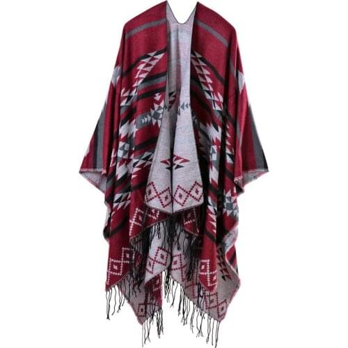 Long Loose Design Cloak Women Tassel Capes 2021 Autumn New Female Ponchos Cape Stripe Warm Lady Cloak Ponchos
