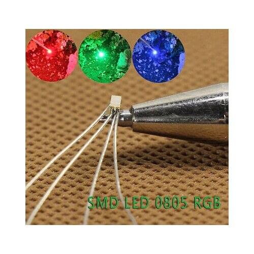 Evemodel T0805RGB 20pcs Pre-soldered micro litz wired leads Red Green Blue SMD Led 0805 railway model building kit