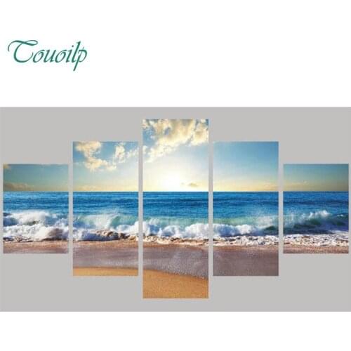 Blue sea,beach,5D Diy Diamond Painting Cross Stitch full Diamond Embroidery Rhinestones Diamond Mosaic pattern Home decor 5pcs