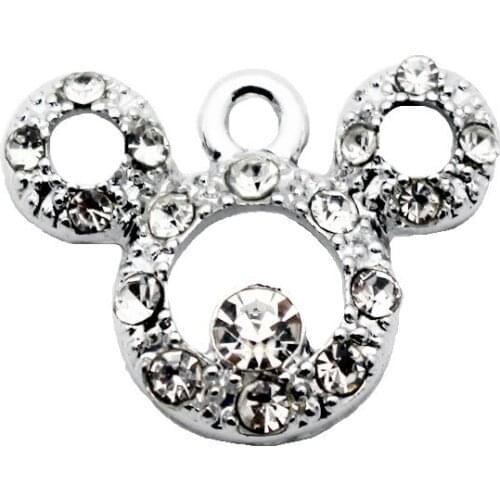 Newest 20pcs/lot Crystal mouse Dangle Charms Lobster Clasp Hanging Charm For Bracelet&Pendant Floating Charms Jewelry