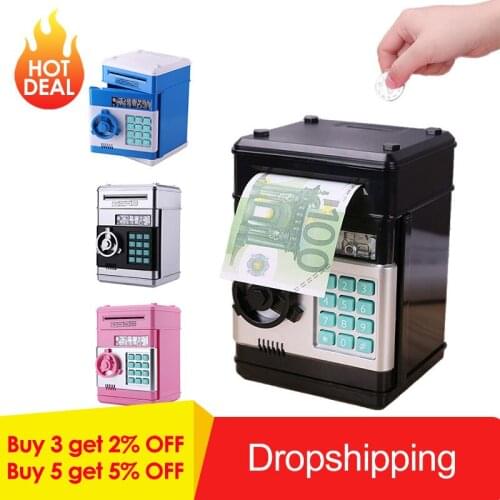 Electronic Piggy Bank ATM Mini Password Money Box Safety Chewing Cash Coins Saving Box Automatic Deposit Banknote Kids Gift