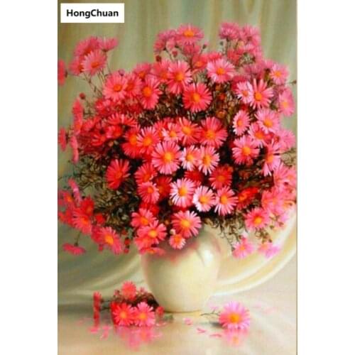 Fast delivery red flower mural 5D DIY round/square diamond painting embroidery mosaic cross stitch home decoration new year gift