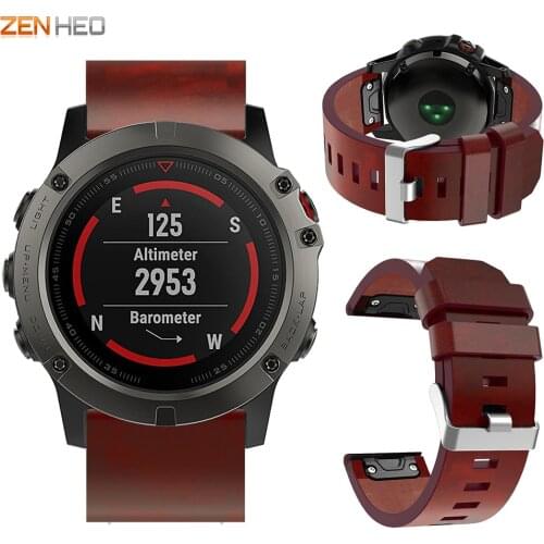 Leather Watchband For Garmin Fenix 5X/5X Plus Band Quick Release Easy Fit Bracelet Strap For Garmin Fenix 6X Pro