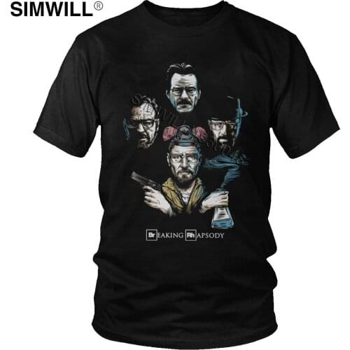 Cool Breaking Bad T Shirts Unique Heisenberg Walter White T-Shirt Male Short Sleeves Cotton Trendy Tee TV Fans Gift Apparel Tops