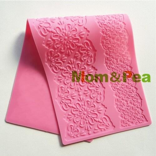 Mom&Pea GX207 Free Shipping Flowers Lace Pad Cake Decoration Fondant Cake 3D Mold Food Grade Silicone Mould