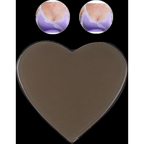 Reusable Women Skin Care Body Chest Anti Wrinkle Pads Medical Skin Color Grade Silicone Heart Shaped Overnight Invisible Pads