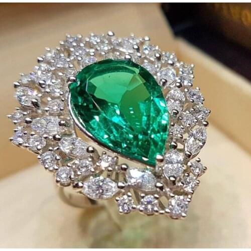 Fashion Silver Color Engagement Promise Elegant Cute Green Heart Rings for Women Wedding Wedding Heart Finger Rings W5T342