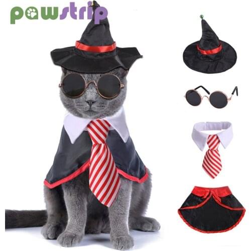 Halloween Pet Clothes Cute Bow Tie Cloak Hat Set Halloween Cosplay Costume for Dogs Cats Accessories Pet Holiday Party Supplies