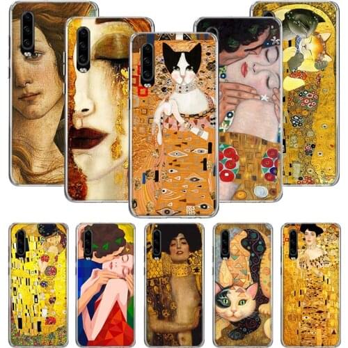 He kiss Gustav Klimt Painting Case for Huawei P20 P30 P40 P Smart Z + P10 Mate 30 10 20 Lite Pro Silicone Shell Phone Coque Cove