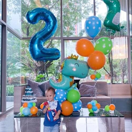 35pcs Dinasour Blue123 Digital Number Balloons Animal Jungle Theme Decorations Babay Shower Globols Birthday Party Ballons Kids