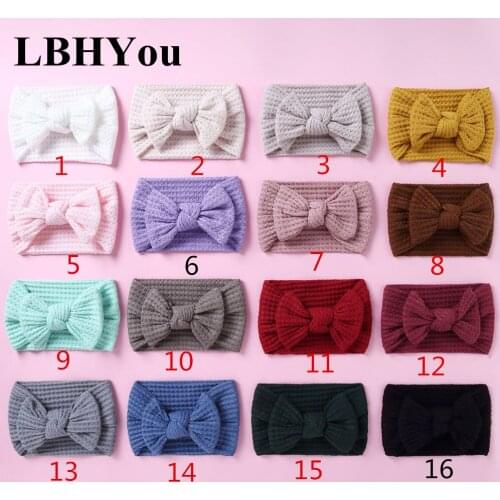New Fashion Knitted Plaid Bows Turban Headwraps Baby Girls Stretchy Top Knotbows Headwraps Girls Hair Accessories