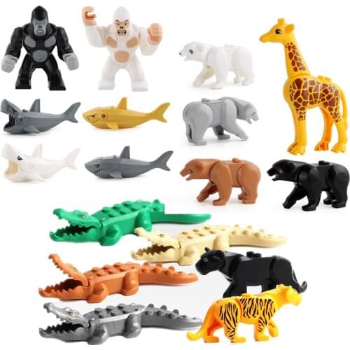 New Classic Building Bricks DIY Juguetes Bloques Compatible Mini Whale Farm City Animals Zoo Blocks Toys for Kids Fit Baseplate