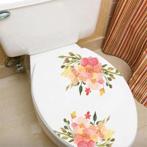 New Style Colorful Flowers Rose Peony Beautiful Wall Stickers Toilet Stickers Bathroom Glasses Home Decoration Wall Decal Decor